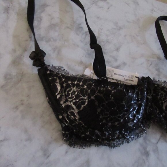New Axami Bra 34E Black Lace Half Cup Carmen Underwire Back Closure - Picture 3 of 6
